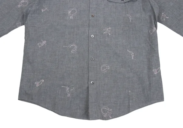 Papas Baseball Embroidery Long Sleeve Cotton Shirt K-173630_010