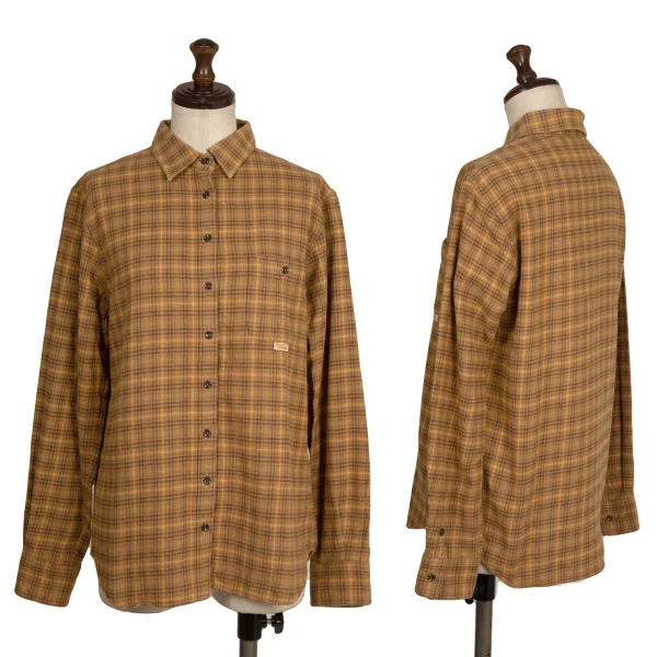 Mademoiselle NON NON Cotton Check Flannel Shirt Orange 38M K-173631_001