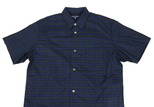 COMME des GARCONS HOMME Front and Back Panel Design Short Sleeved Plaid Shirt K-173633_002