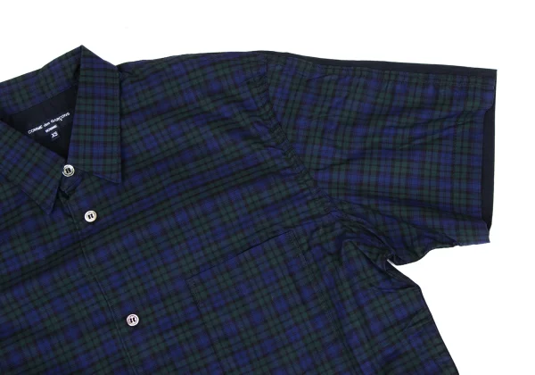 COMME des GARCONS HOMME Front and Back Panel Design Short Sleeved Plaid Shirt K-173633_006