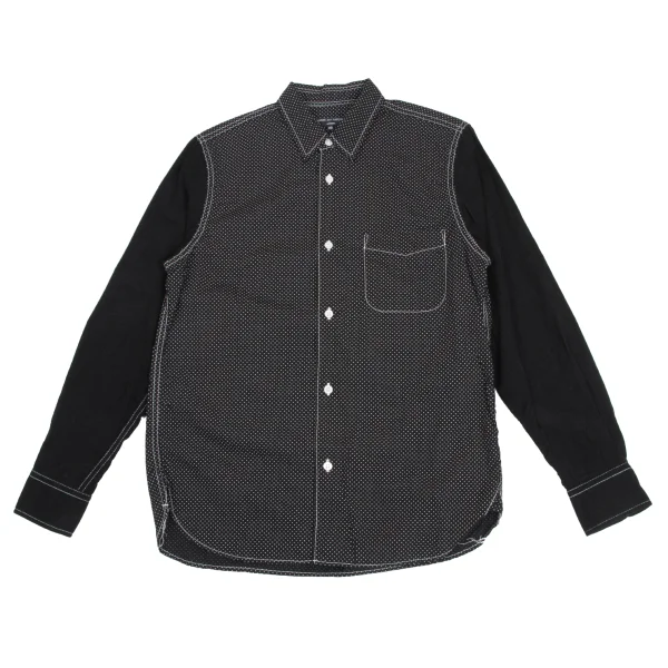 COMME des GARCONS HOMME Corduroy Sleeve Panels Pin Dot Long Sleeve Shirt Black,White XS K-173634_001