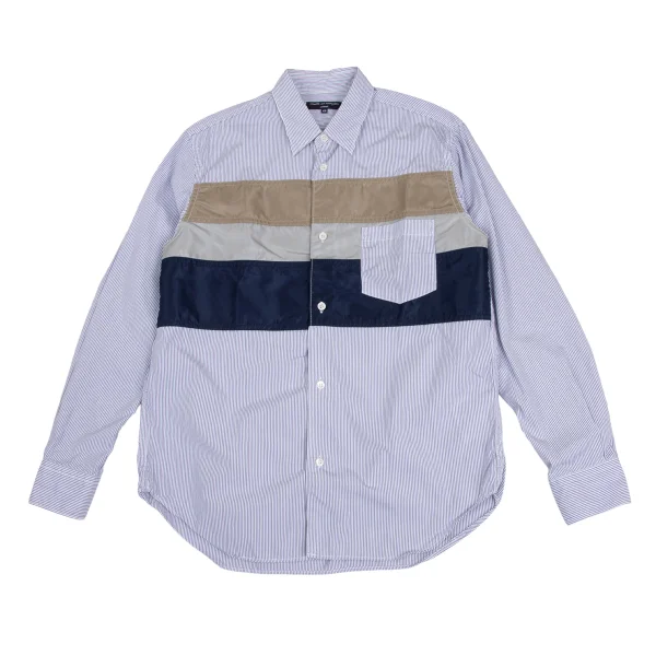 COMME des GARCONS HOMME Front Switching Stripe Shirt Blue,White XS K-173635_001