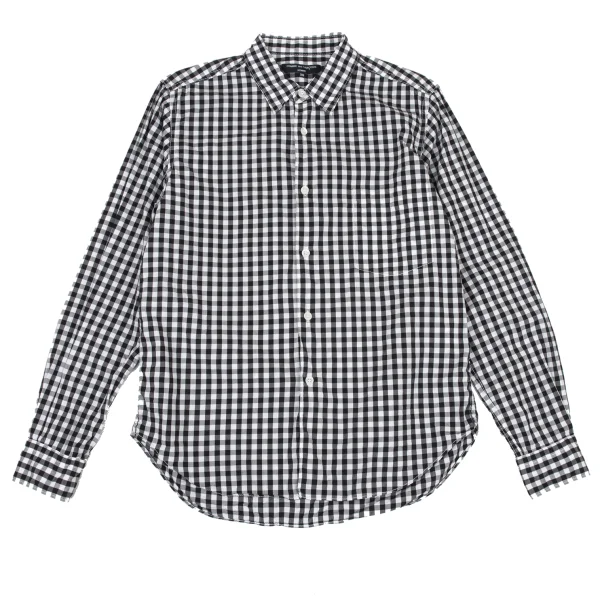 COMME des GARCONS HOMME Cotton Check Long Sleeve Shirt Black,White XS K-173637_001
