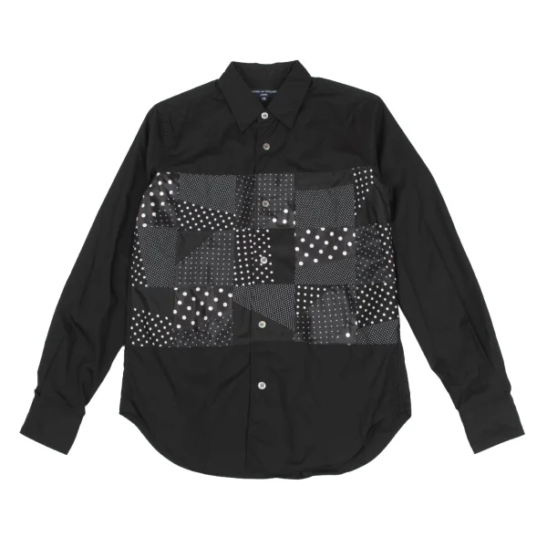 COMME des GARCONS HOMME Multi Dot Switching Cotton Shirt Black XS K-173638_001
