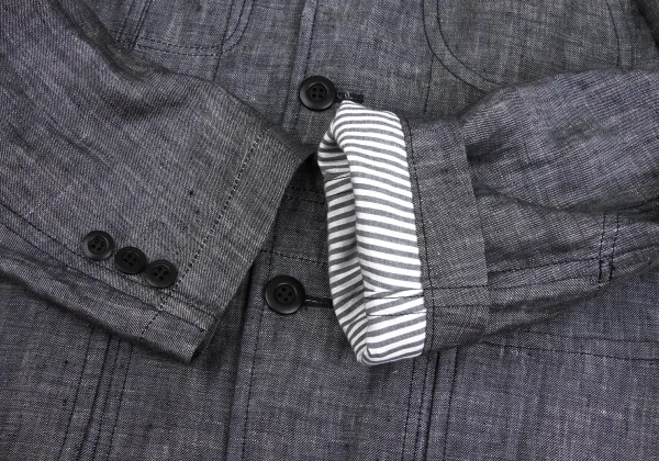 COMME des GARCONS HOMME Linen Paisley Lined Patch Pocket Jacket K-173645_010