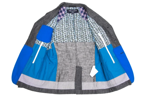 COMME des GARCONS HOMME Linen Paisley Lined Patch Pocket Jacket K-173645_013
