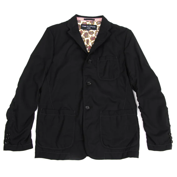 COMME des GARCONS HOMME Wool Paisley Lined Patch Pocket Jacket Black S K-173647_001