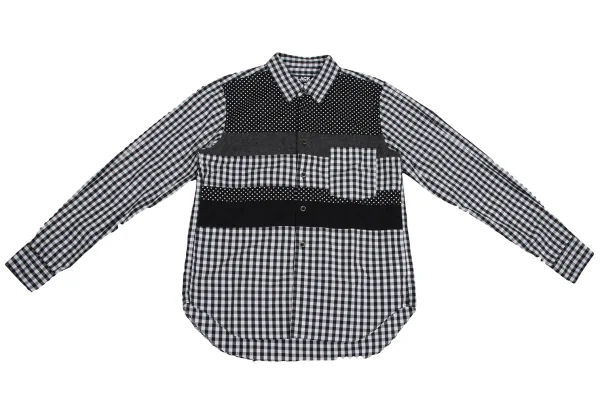 BLACK COMME des GARCONS Front Panel Switching Check Shirt K-173651_002