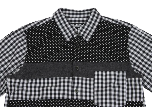 BLACK COMME des GARCONS Front Panel Switching Check Shirt K-173651_003
