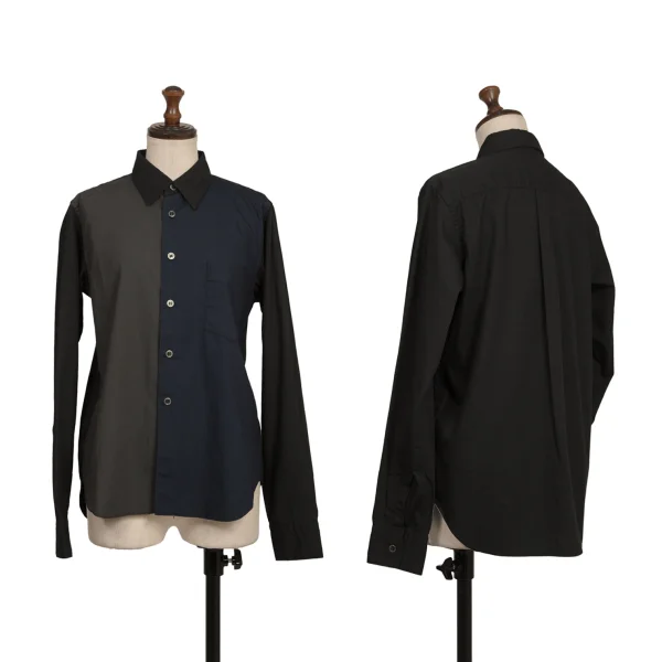 BLACK COMME des GARCONS Front Switching Lomg Sleeve Shirt Black,Navy,Grey XS K-173652_001