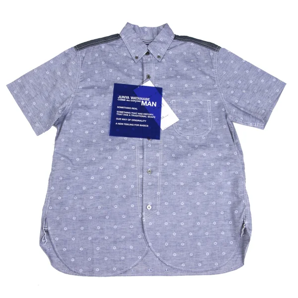 JUNYA WATANABE MAN COMME des GARCONS Chambray Small Floral Jacquard Shirt Blue,White XS K-173653_001