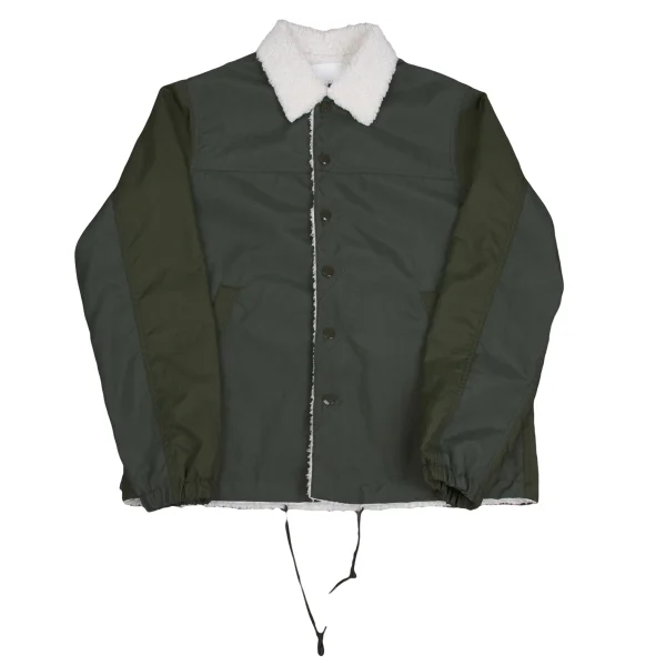 GANRYU Nylon Front Panel Fleece Lined Coach Jacket Khaki S K-173655_001