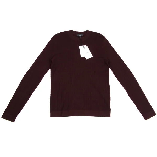 Theory Wool Plaid Weave Knit Bordeaux XS K-173656_001