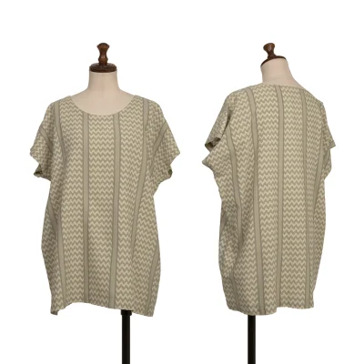 ISSEY MIYAKE Cotton Linen Herringbone Stripe Top