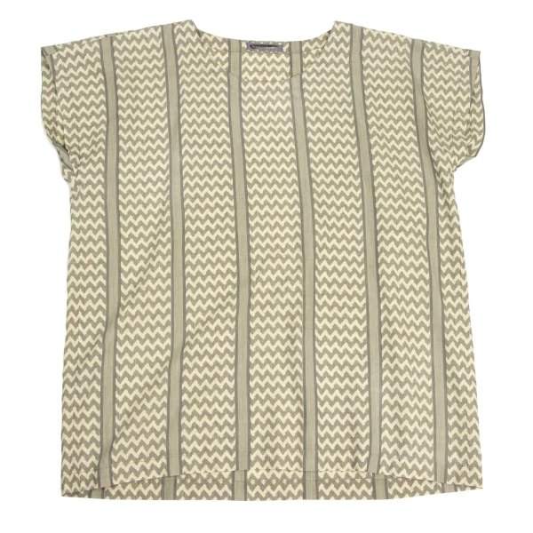 ISSEY MIYAKE Cotton Linen Herringbone Stripe Top K-173659_002