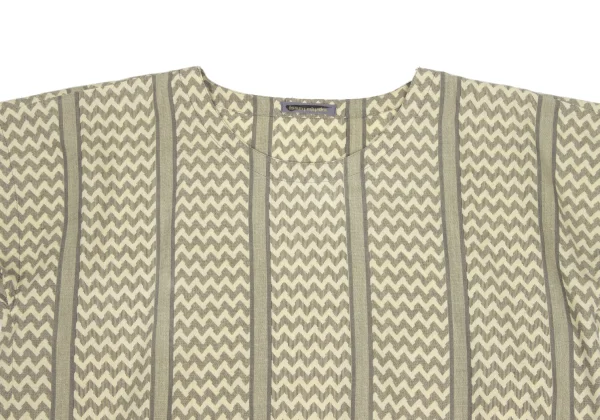 ISSEY MIYAKE Cotton Linen Herringbone Stripe Top K-173659_003