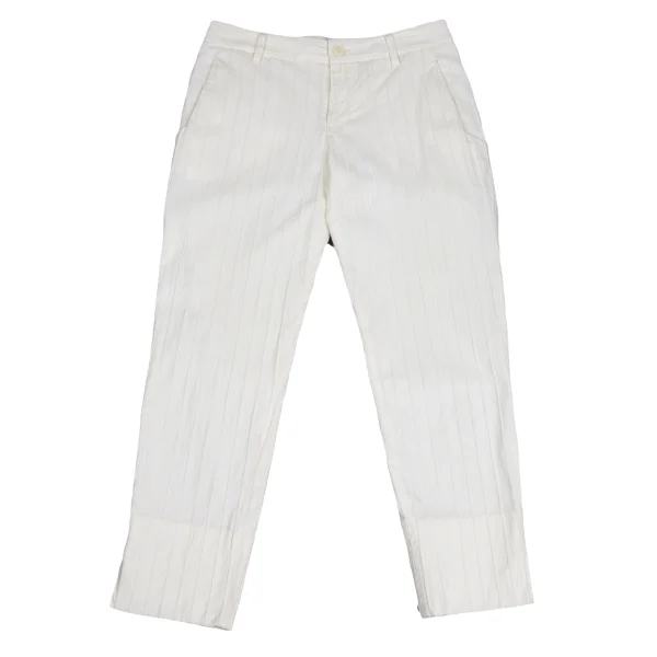 ISSEY MIYAKE Striped Weave Tapered Pants Cream 1 K-173662_001
