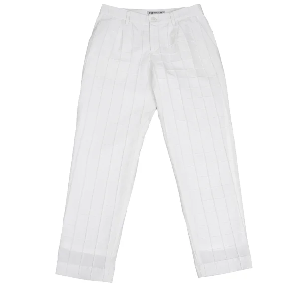 ISSEY MIYAKE Grid Weave Tapered Pants White 1 K-173663_001