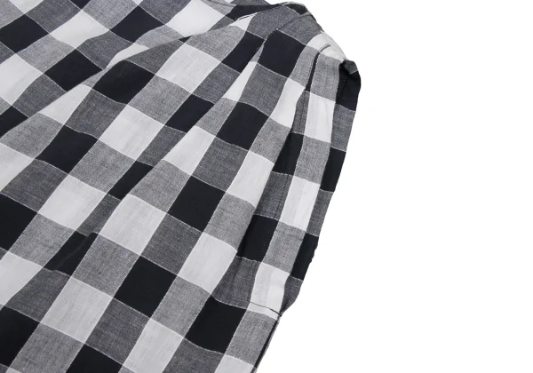 ISSEY MIYAKE Cotton Linen Block Check Sleeve Top K-173664_006