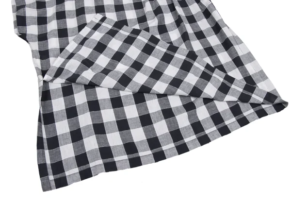 ISSEY MIYAKE Cotton Linen Block Check Sleeve Top K-173664_012