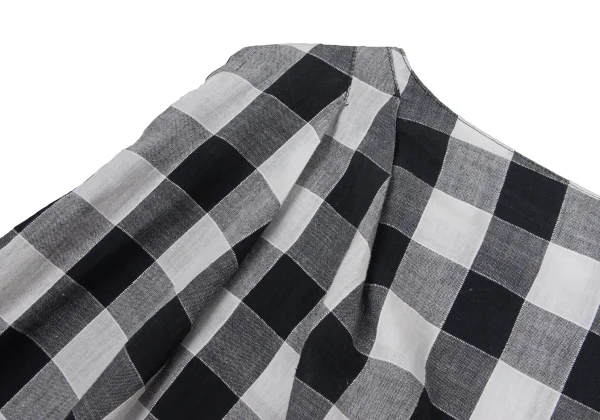 ISSEY MIYAKE Cotton Linen Block Check Sleeve Top K-173664_015