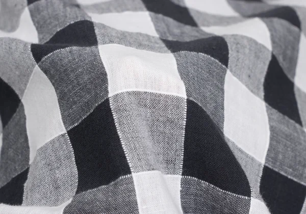 ISSEY MIYAKE Cotton Linen Block Check Sleeve Top K-173664_016