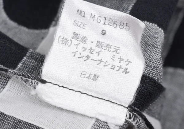 ISSEY MIYAKE Cotton Linen Block Check Sleeve Top K-173664_018