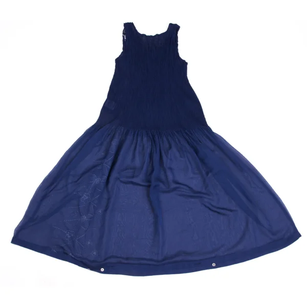 ISSEY MIYAKE me Dyed Pleated Embroidery Sleeveless Dress K-173667_014