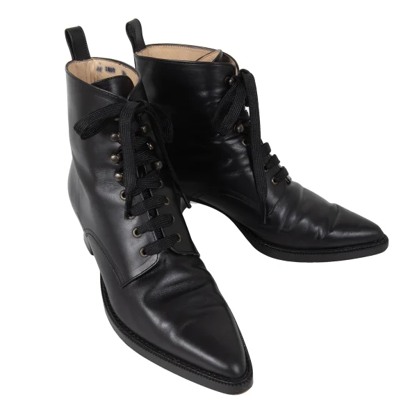 Jean Paul GAULTIER Pointed Toe Leather Heel Boots Black about us 6.5 K-173675_001