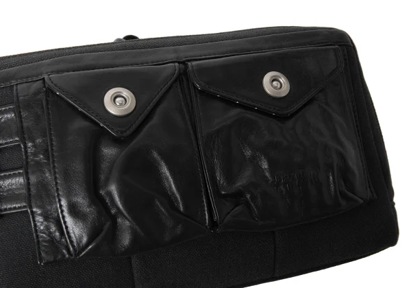 Jean Paul GAULTIER Leather Pocket Canvas Cross body Bag K-173686_008