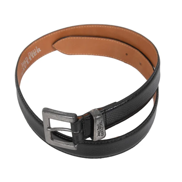 Jean Paul GAULTIER Crocodile Emvoss Leather Belt Black  K-173688_001