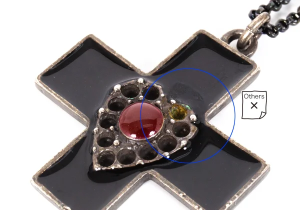 Jean Paul GAULTIER Cross Heart Stone Necklace K-173699_004