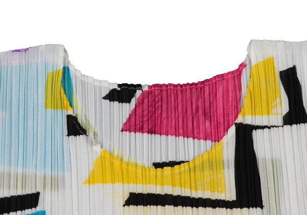 PLEATS PLEASE Colorful Geometric Print Pleated Sleeveless Top K-173708_004