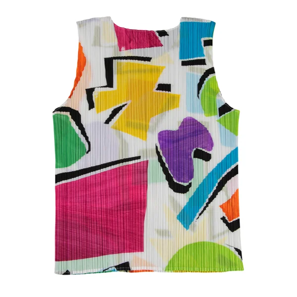 PLEATS PLEASE Colorful Geometric Print Pleated Sleeveless Top K-173708_009