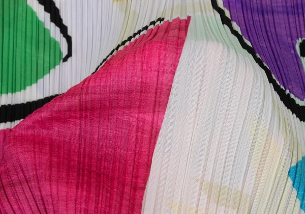 PLEATS PLEASE Colorful Geometric Print Pleated Sleeveless Top K-173708_011