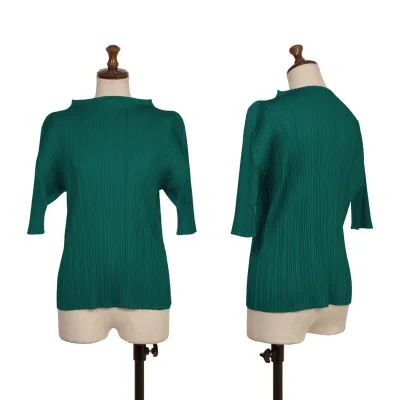 PLEATS PLEASE Pleats High-neck Elbow-length Sleeve T-shirt