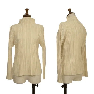 PLEATS PLEASE Pleated High Neck Long Sleeve Top