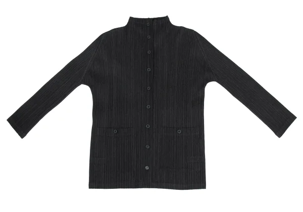 PLEATS PLEASE Pleated Patch Pocket High Neck Jacket K-173721_002