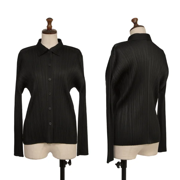 PLEATS PLEASE Pleated Long Sleeve Shirt Black 3 K-173724_001