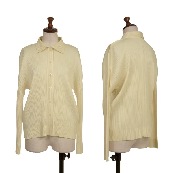 PLEATS PLEASE Pleated Long Sleeve Shirt Cream 3 K-173726_001