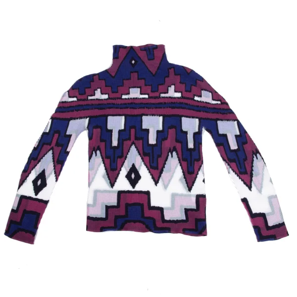 ISSEY MIYAKE me Stretch Pleats Native Style Geometric Print Top K-173736_002