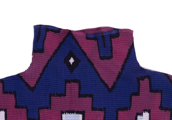 ISSEY MIYAKE me Stretch Pleats Native Style Geometric Print Top K-173736_004