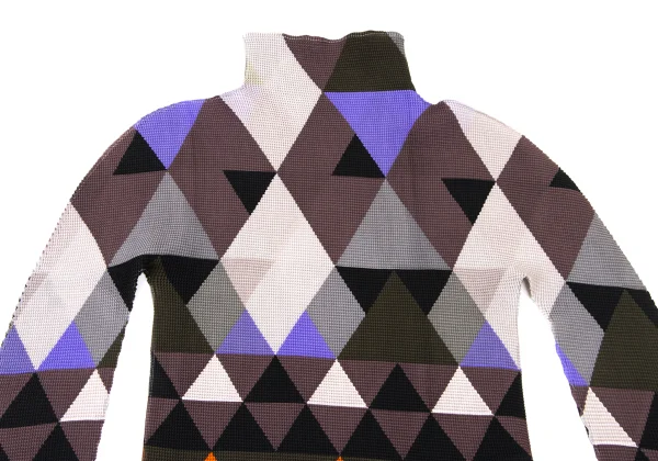 ISSEY MIYAKE me Stretch Pleats Long Sleeve Geometric Print Top K-173737_003