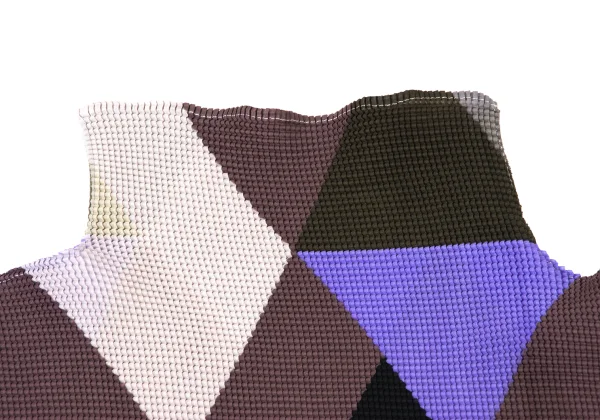 ISSEY MIYAKE me Stretch Pleats Long Sleeve Geometric Print Top K-173737_004