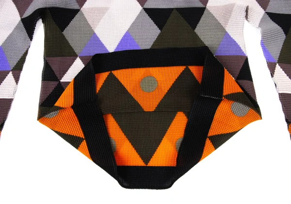 ISSEY MIYAKE me Stretch Pleats Long Sleeve Geometric Print Top K-173737_008
