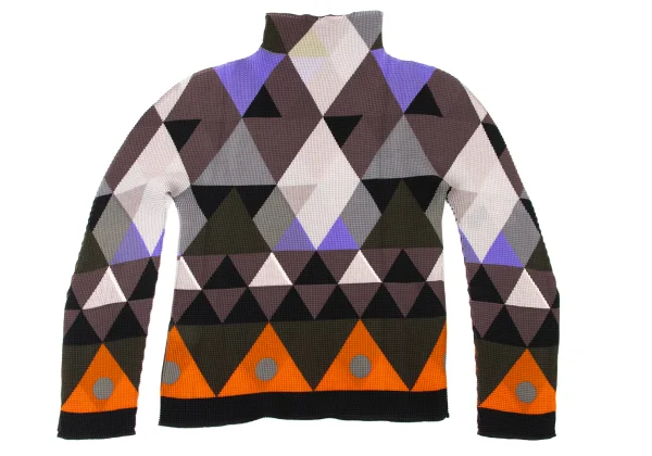 ISSEY MIYAKE me Stretch Pleats Long Sleeve Geometric Print Top K-173737_009