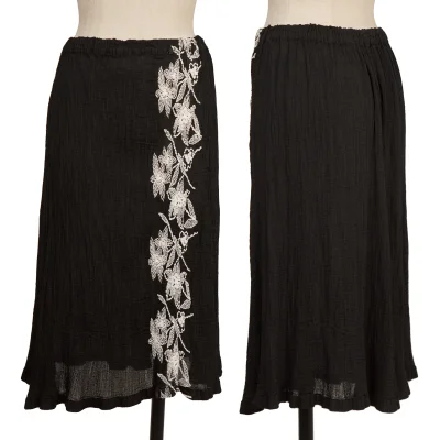 ISSEY MIYAKE me Dyed Crêpe Pleated Floral Embroidery Skirt