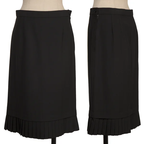 JUNYA WATANABE COMME des GARCONS Wool Poly Hem Pleats Switching Skirt Black S K-173743_001