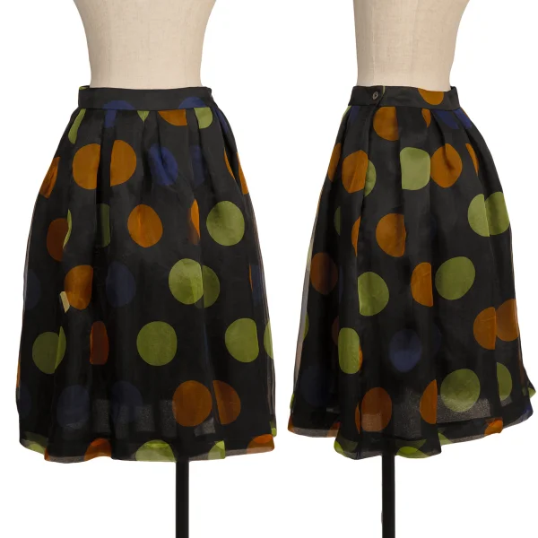 tricot COMME des GARCONS Silk Colorful Dot Print Layered Skirt Black,Multi-Color M K-173750_001