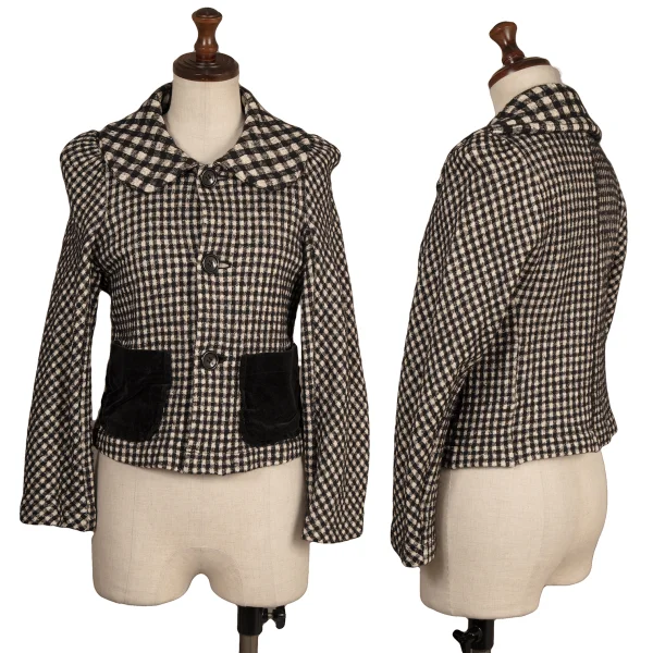 tricot COMME des GARCONS Check Weave Patch Pocket Round-collar Jacket Black,White S K-173752_001